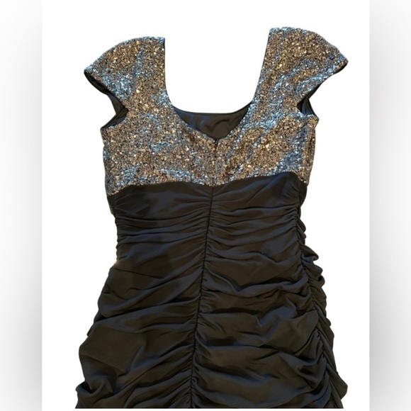BADGLEY MISCHKA Black Sequins Mini Dress Cocktail - Picture 9 of 10